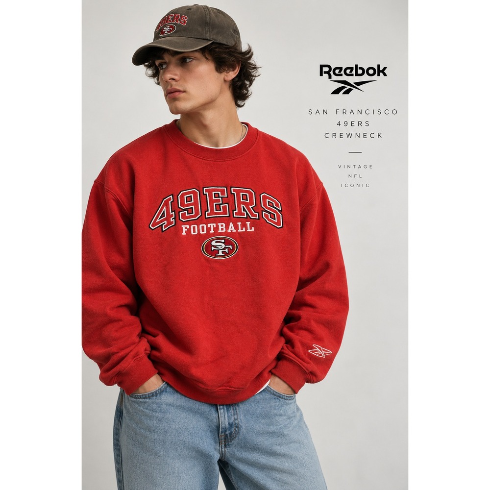 Vintage Reebok San Francisco 49ers Sweatshirt Men's XL Red NFL Football Pullover